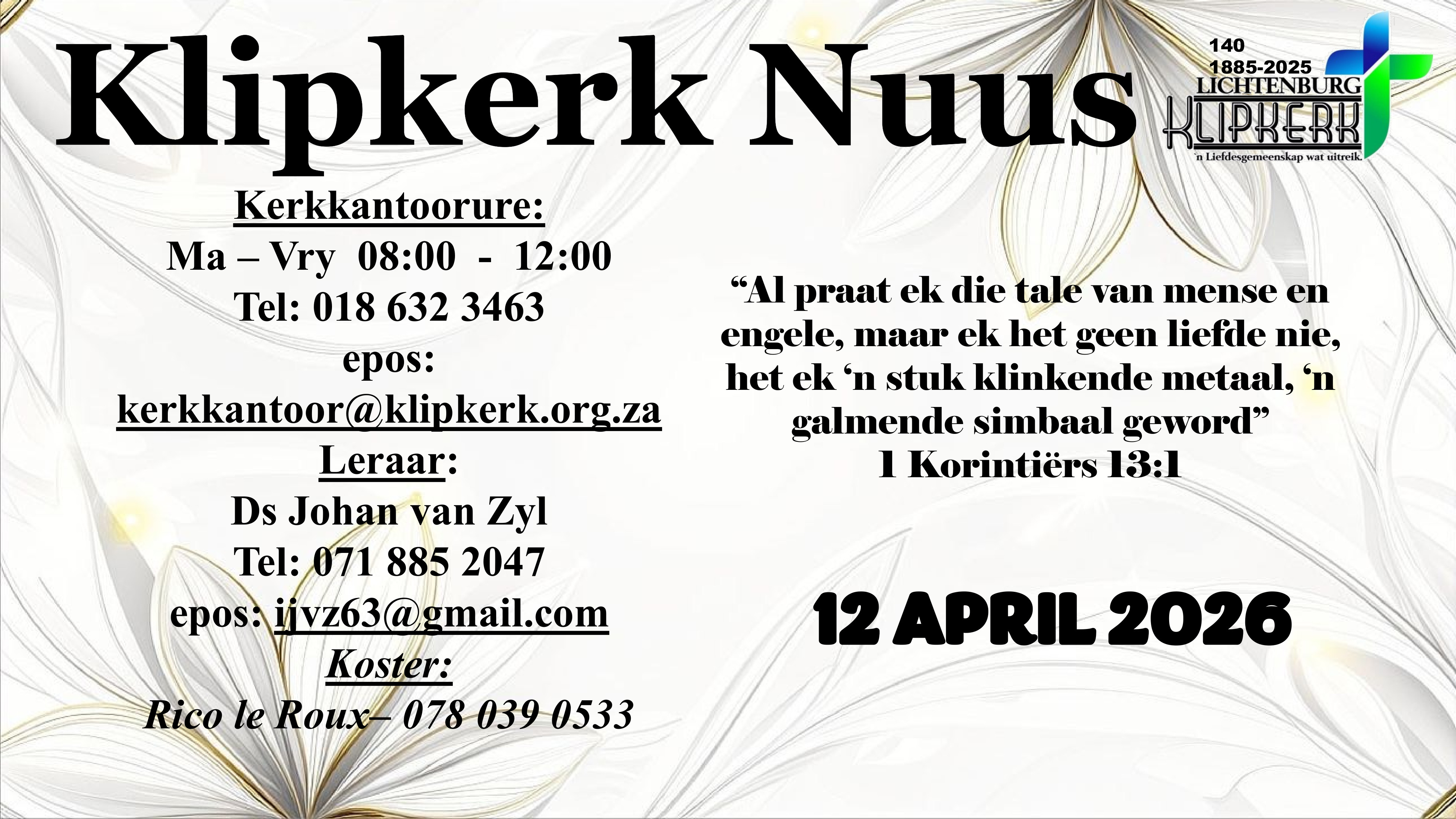 klipkerk Lichtenburg Weeknuus
